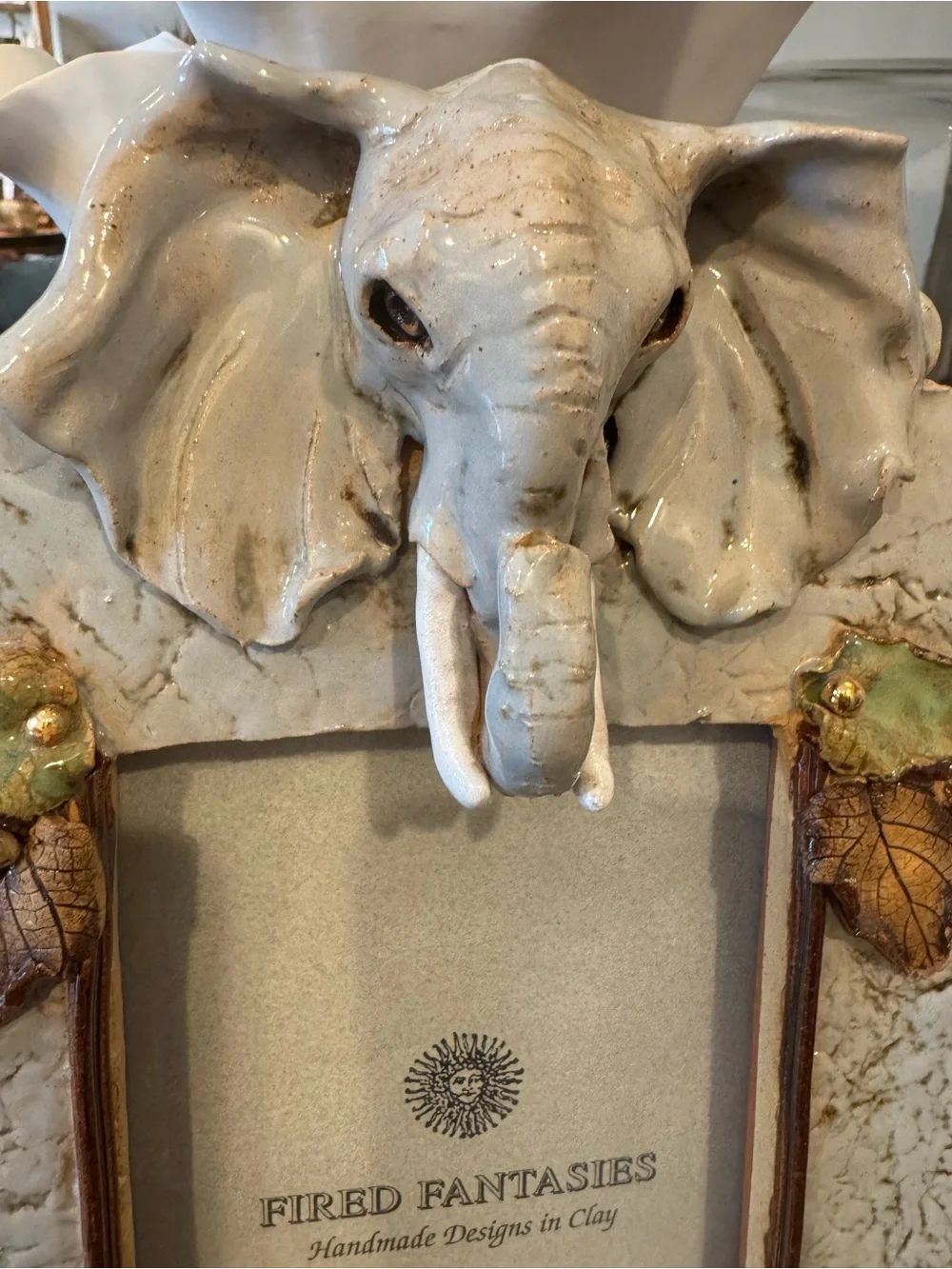 Vintage Fired Fantasies Ceramic Elephant Photo Frame